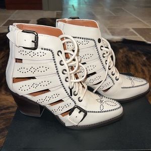 Coach White Paisley Leather Bootie Size 6 NEW IN BOX